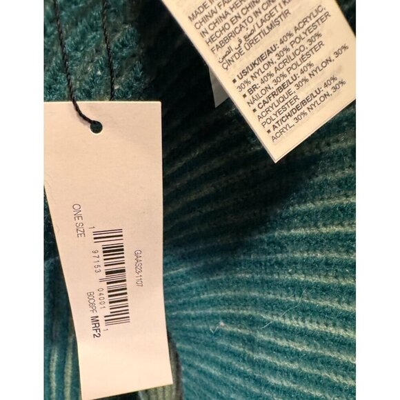 The Drop Womens Bliss Two Toned Ribbed Knit Scarf Green Striped Design One Size - Picture 5 of 12